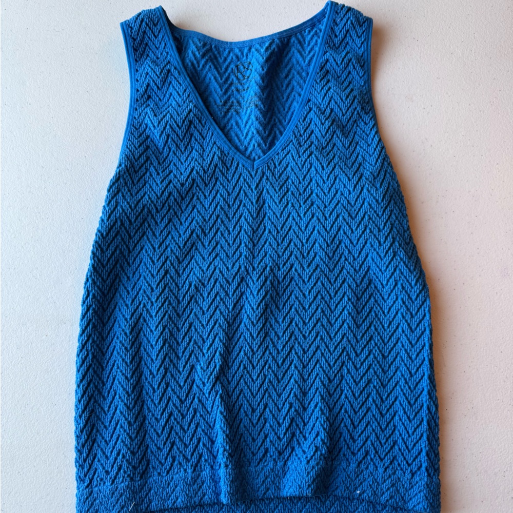 Roselyn Sanchez Blue Chevron Tank Top